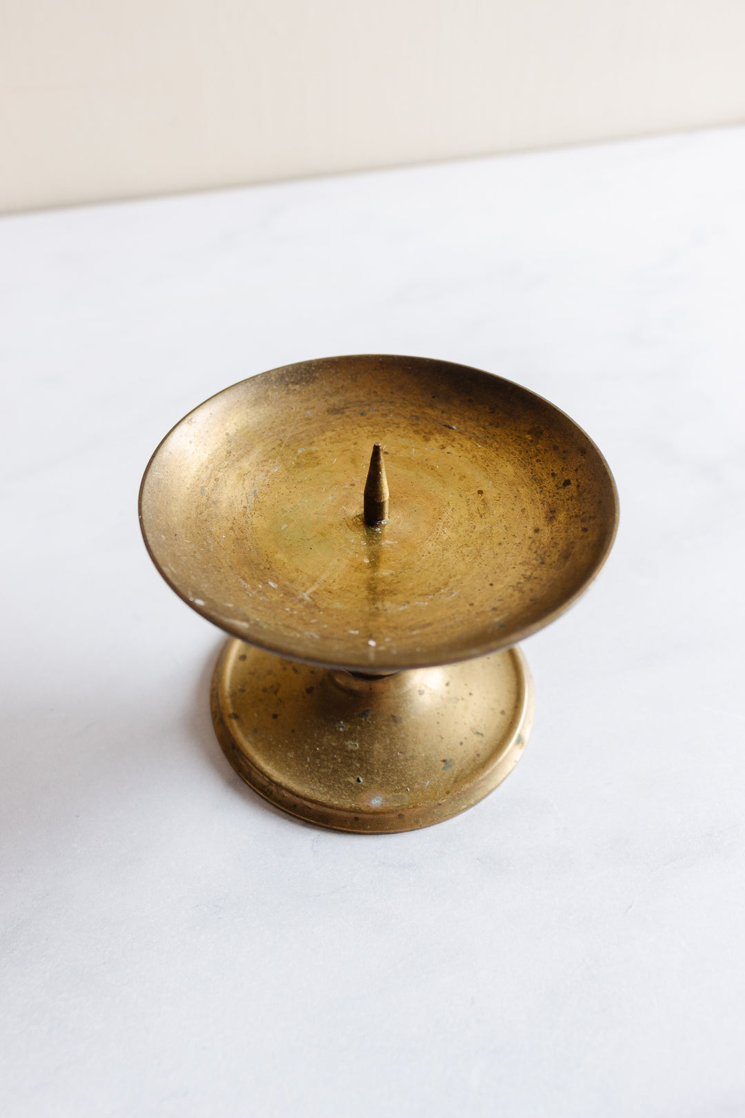 vintage French brass pillar candlestick