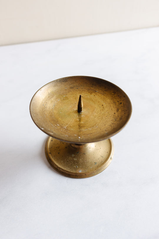 vintage French brass pillar candlestick