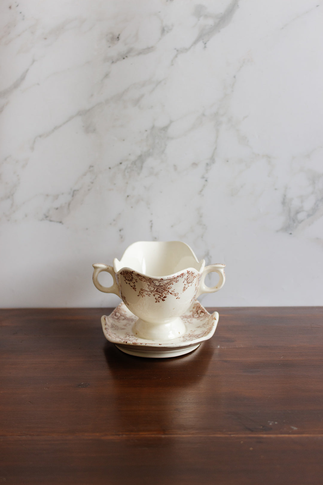 antique french k.g. luneville "parmentier"gravy boat