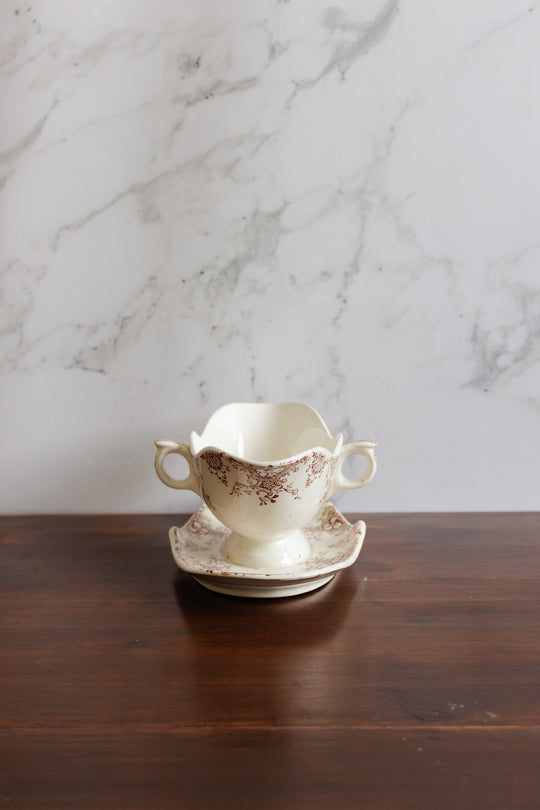 antique french k.g. luneville "parmentier"gravy boat