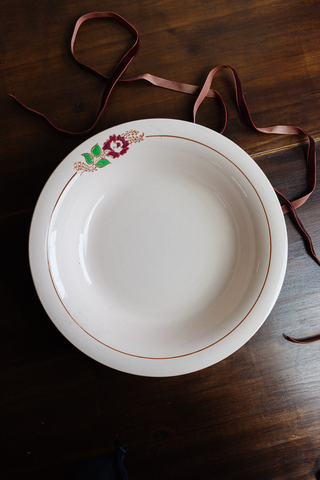 antique french longwy pink saladier