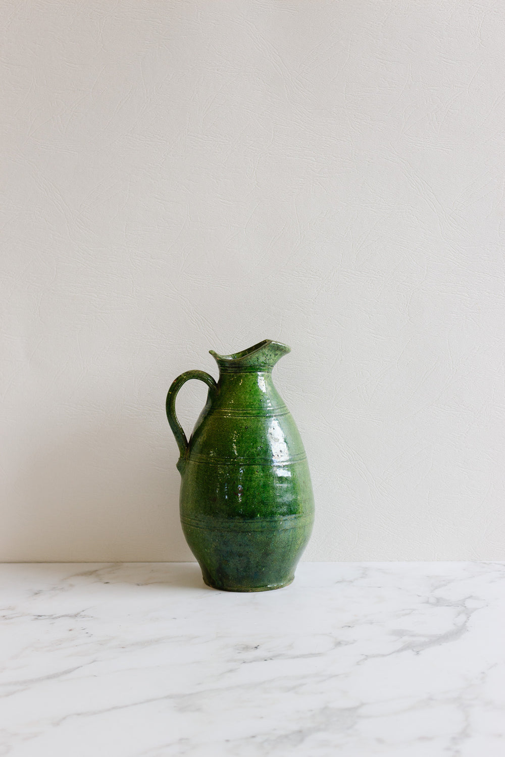 antique french green stoneware pitcher
