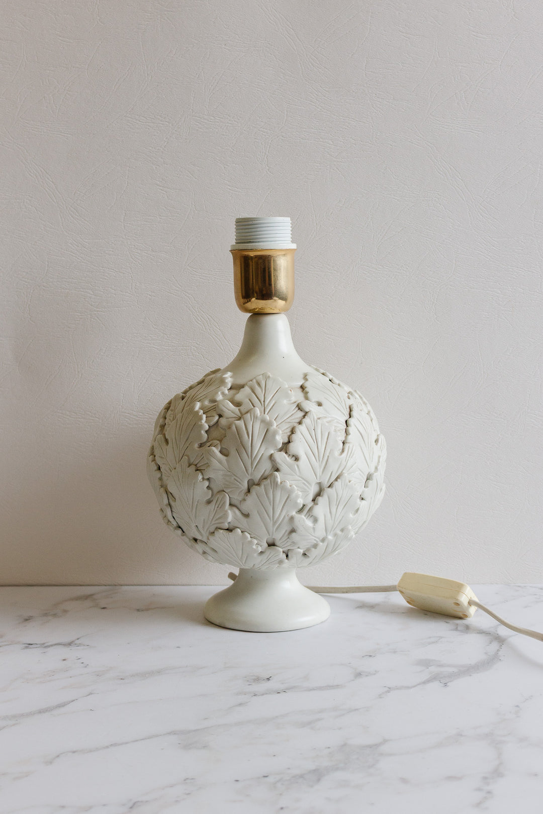 midcentury french hand crafted lamp with layered leaves