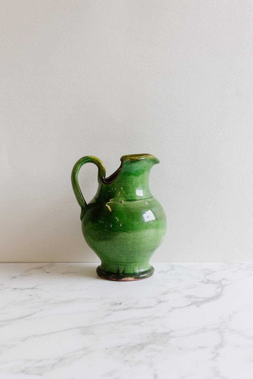 poterie ravel midcentury green glazed stoneware jug
