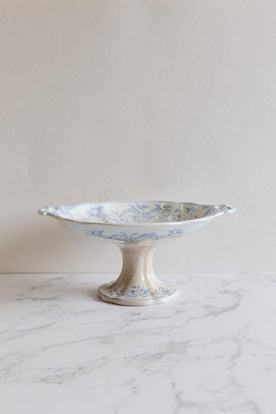 antique french u&Cie sarreguemines compotier with reticulated handles