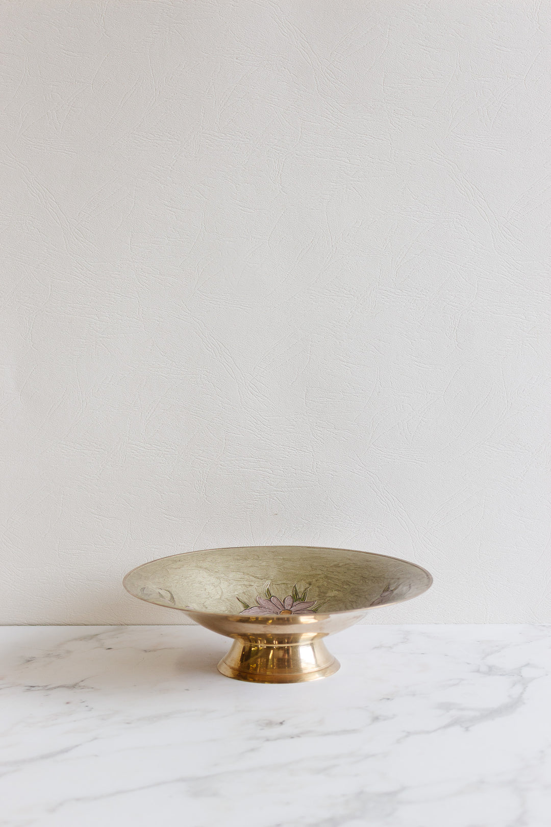 vintage french cloisonné brass pedestal dish