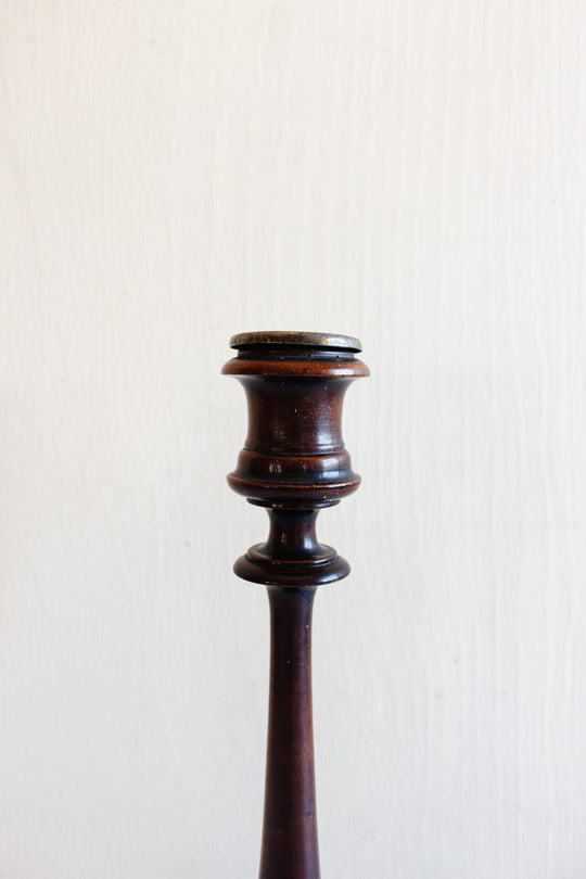 1920s french turned mahogany candlestick