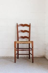 set of 4 antique french ladder back rush chairs