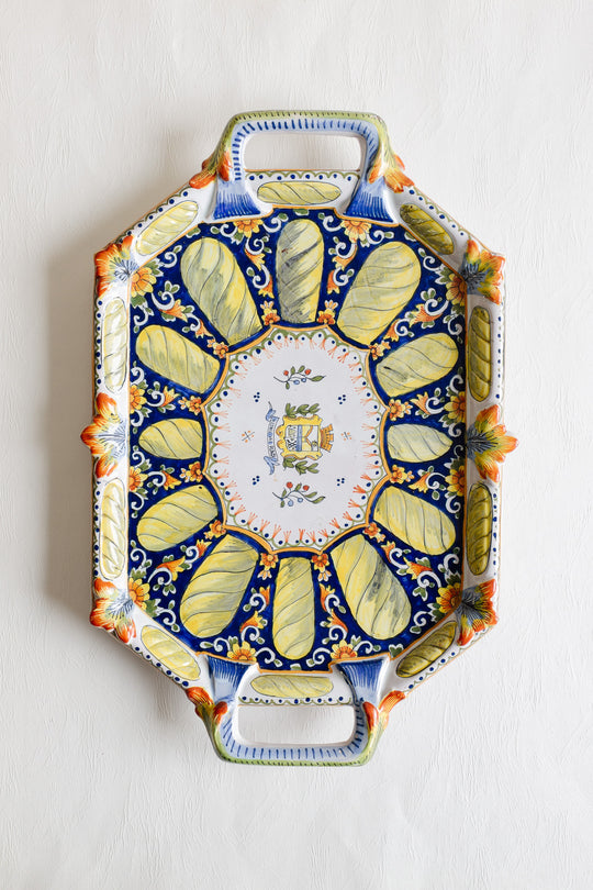 1890s henri delcourt faïence condiment service on tray