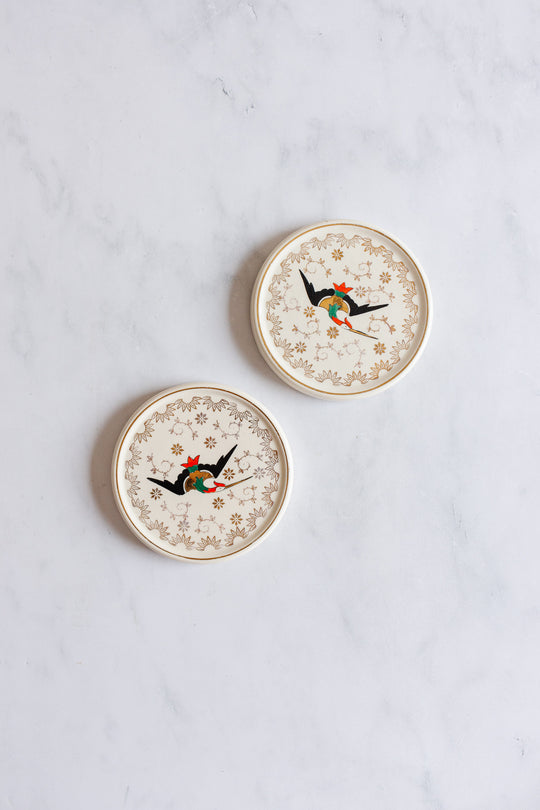 rare 1940s french art deco longwy coaster set