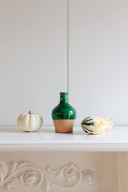 vintage french partially glazed bottle vase
