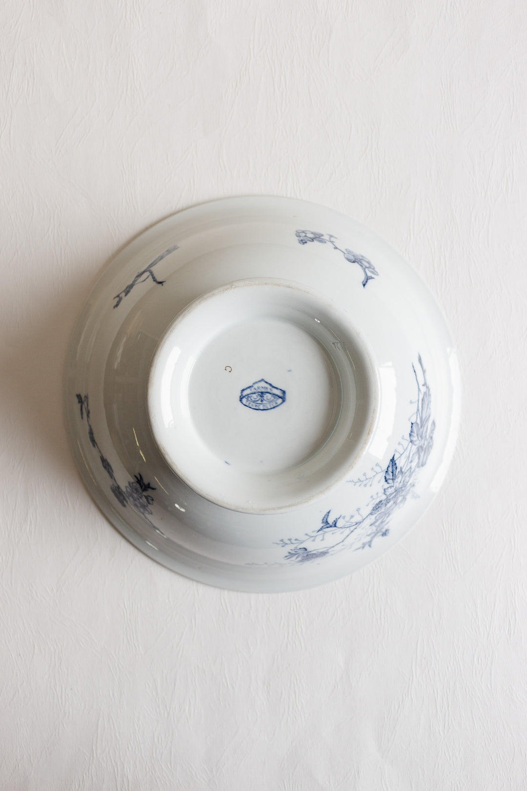 antique french large transferware footed salad bowl
