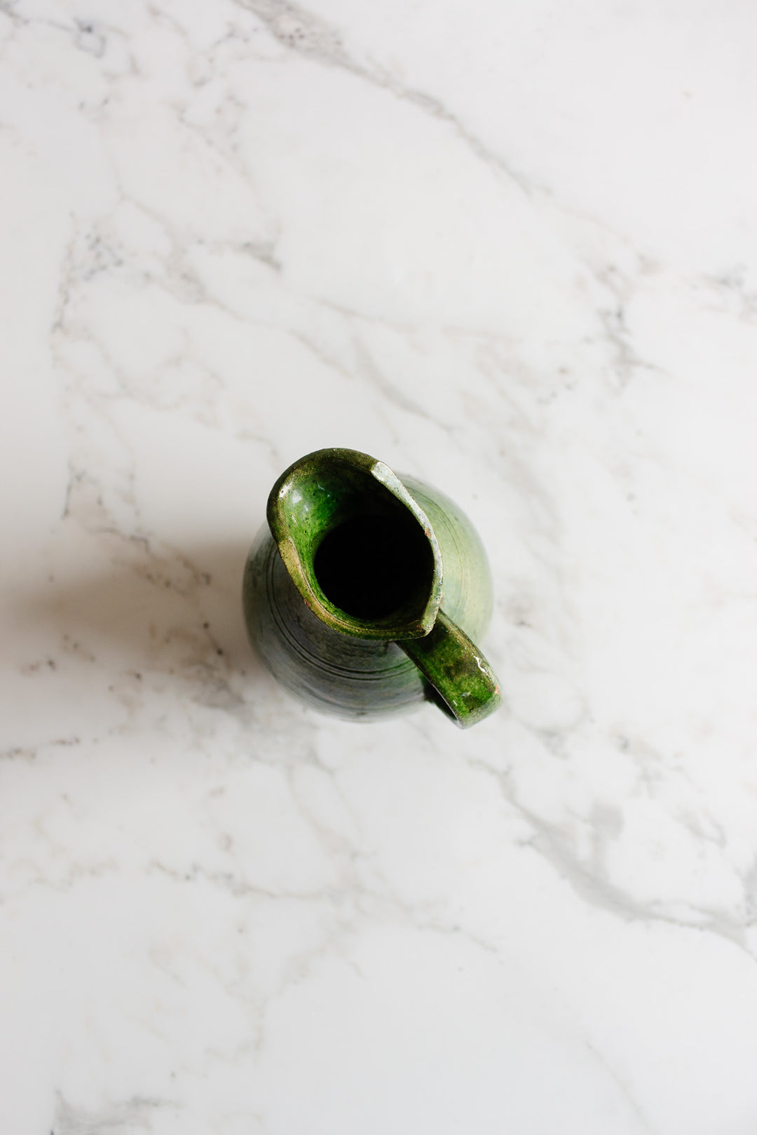 antique french green stoneware pitcher