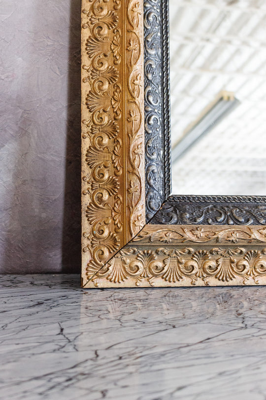 antique french wood and plaster framed mirror