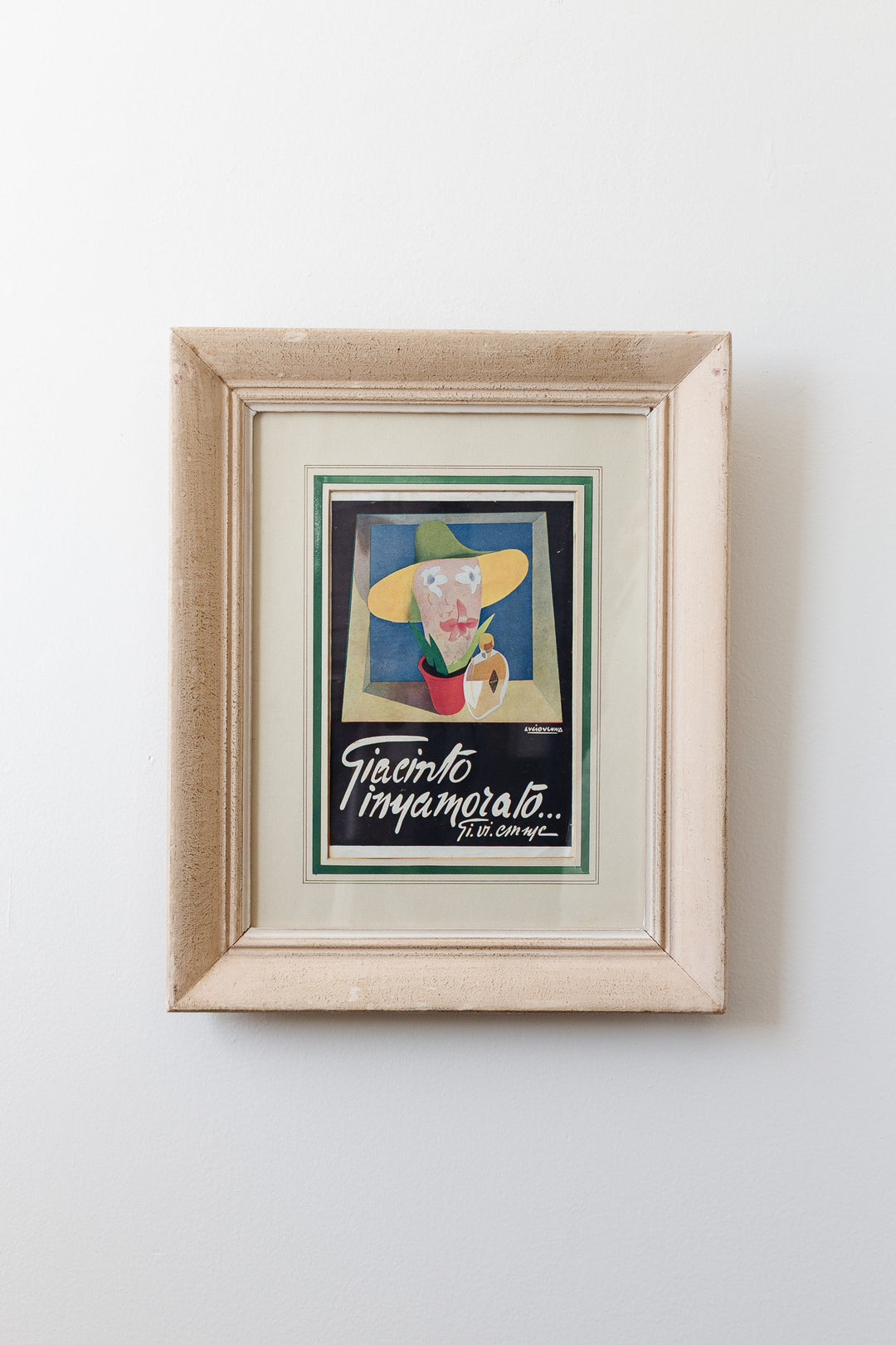 1930s Italian matted advertisement, “Giacinto Innamorato profumo”