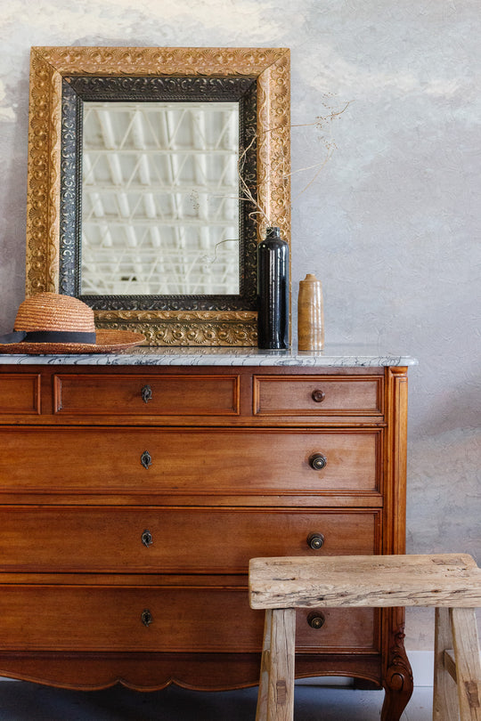 antique french wood and plaster framed mirror