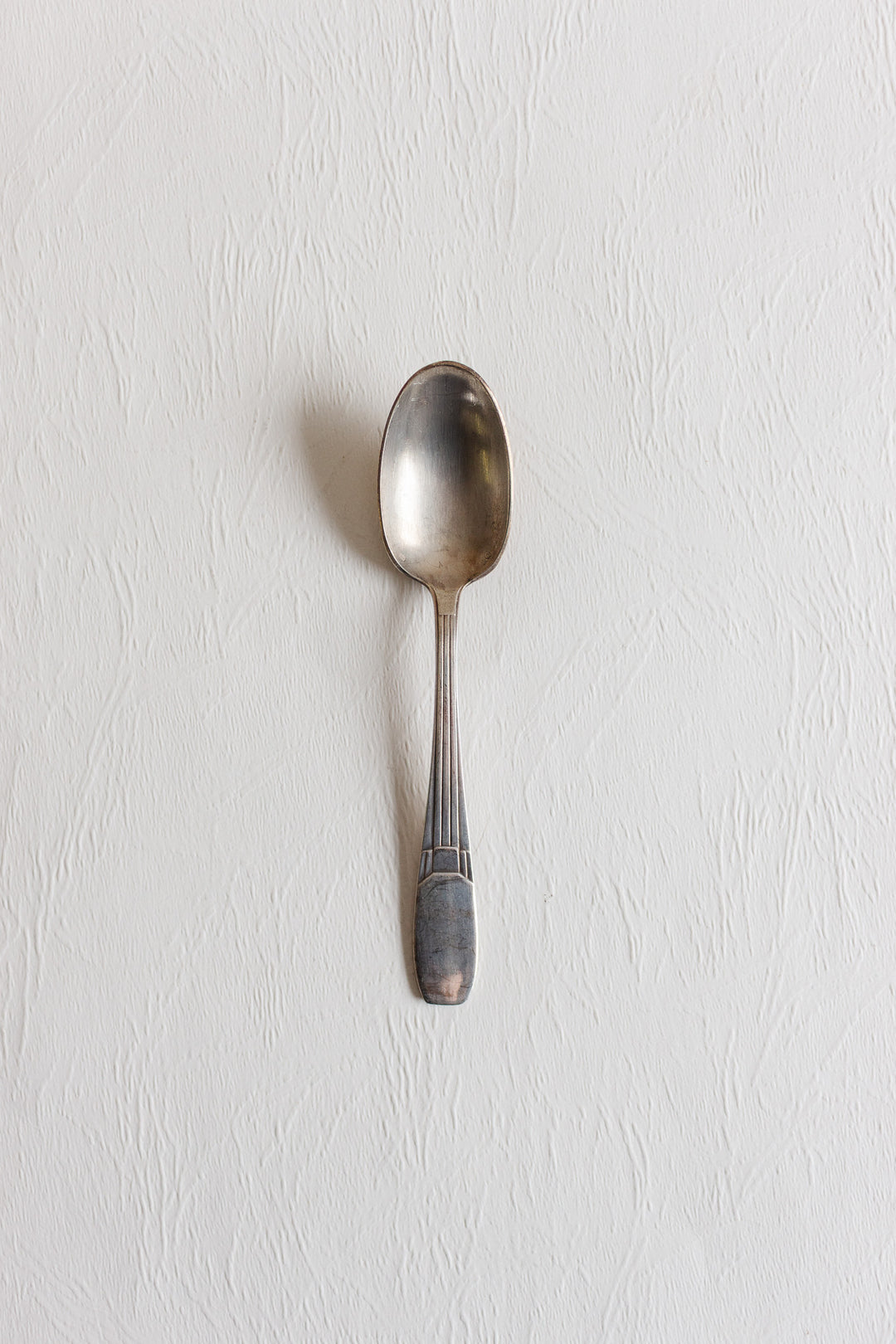 set of 5 art deco silverplate dessert spoons