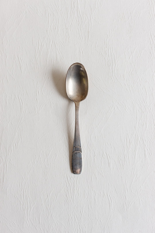 set of 5 art deco silverplate dessert spoons