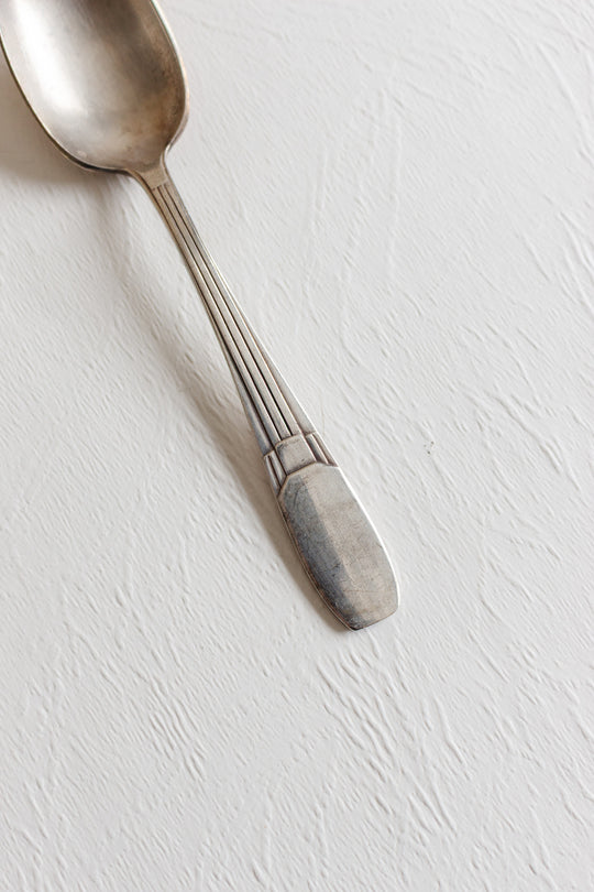 set of 5 art deco silverplate dessert spoons