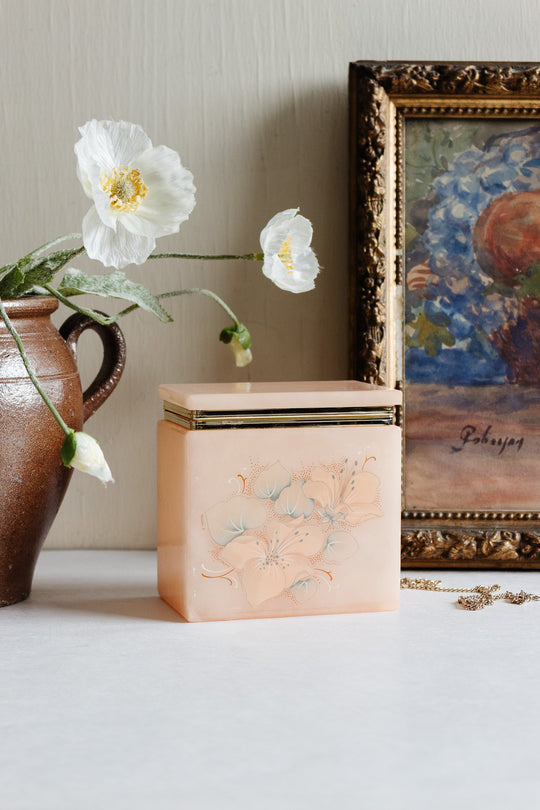 vintage italian hand carved alabaster trinket box