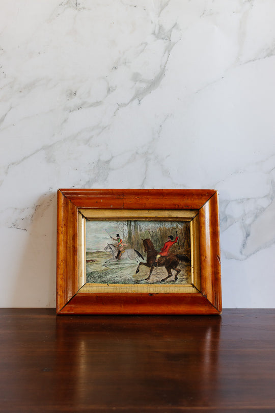 pair of antique english hunting engravings