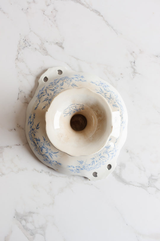 antique french u&Cie sarreguemines compotier with reticulated handles