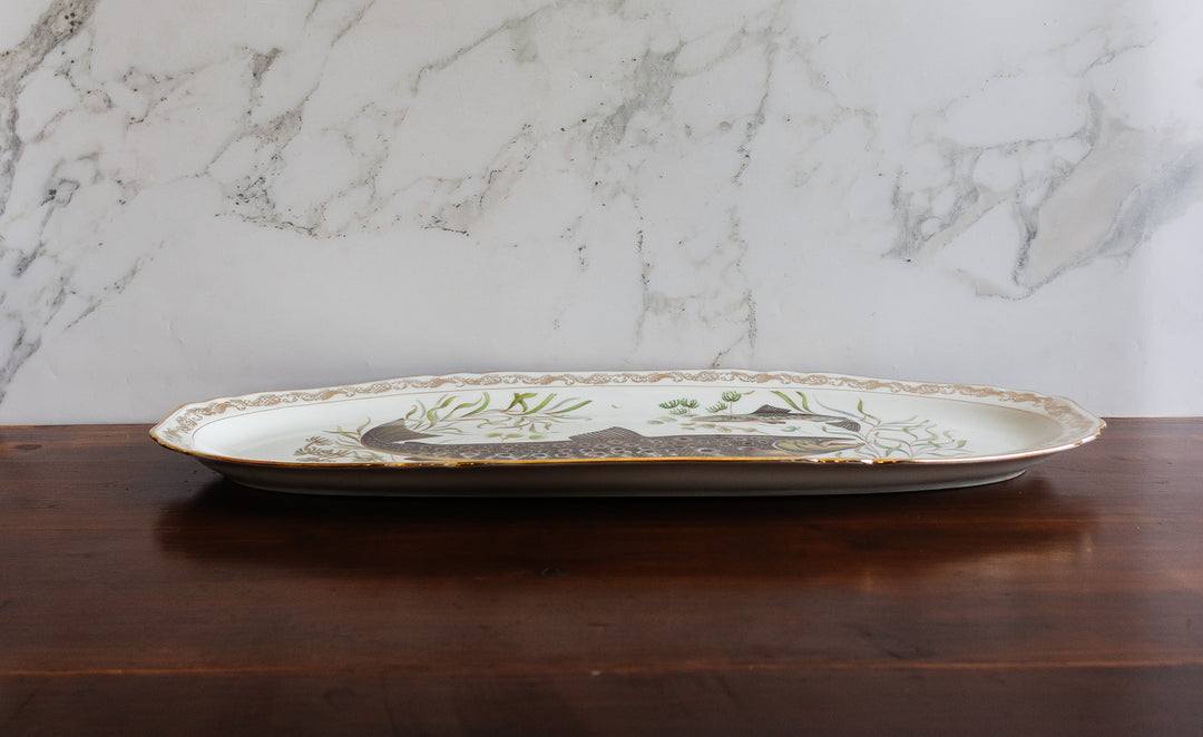 antique french compagnie nationale de porcelaine fish platter