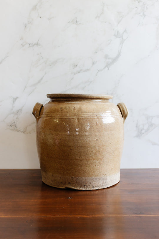 large antique french "petitpierre à digoin" stoneware confit pot