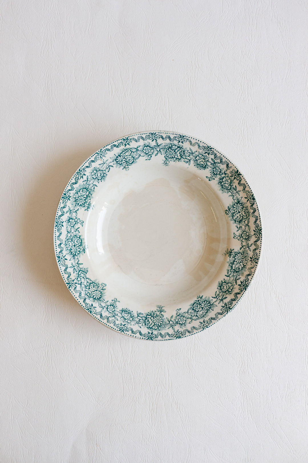 pair of antique french st. amand transferware "argenton" shallow bowls