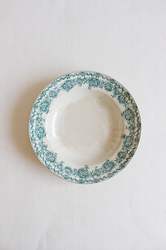pair of antique french st. amand transferware "argenton" shallow bowls