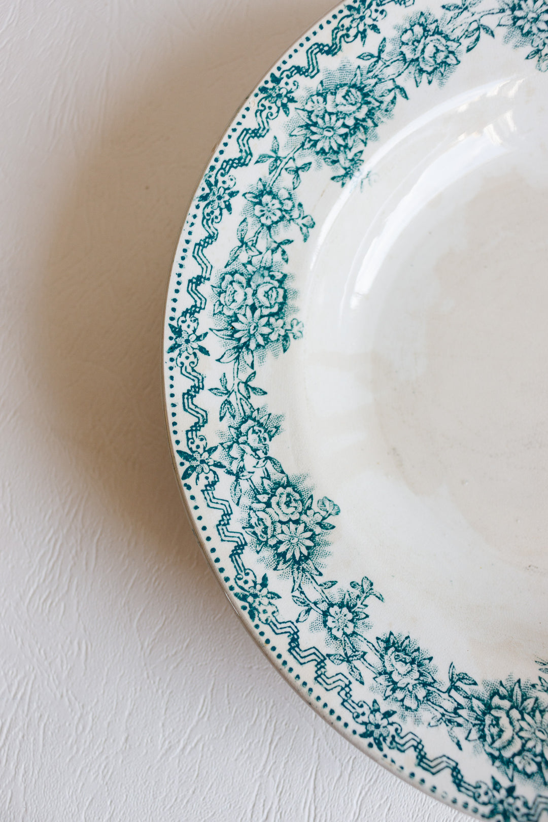 pair of antique french st. amand transferware "argenton" shallow bowls