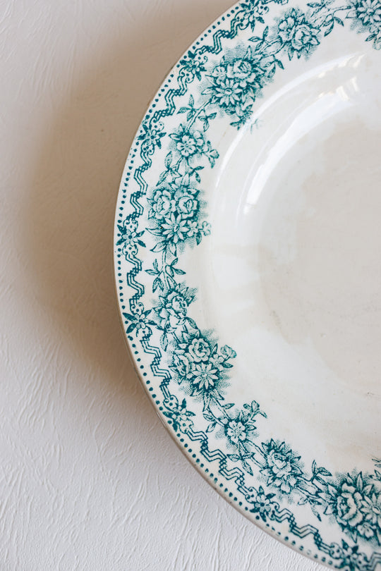 pair of antique french st. amand transferware "argenton" shallow bowls