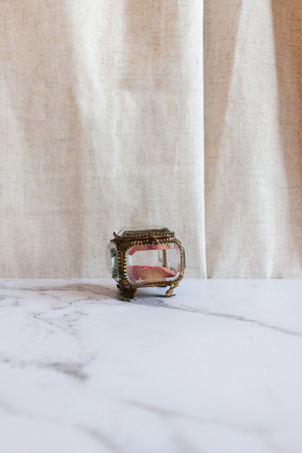 antique french beveled glass and ormolu bijoux casket