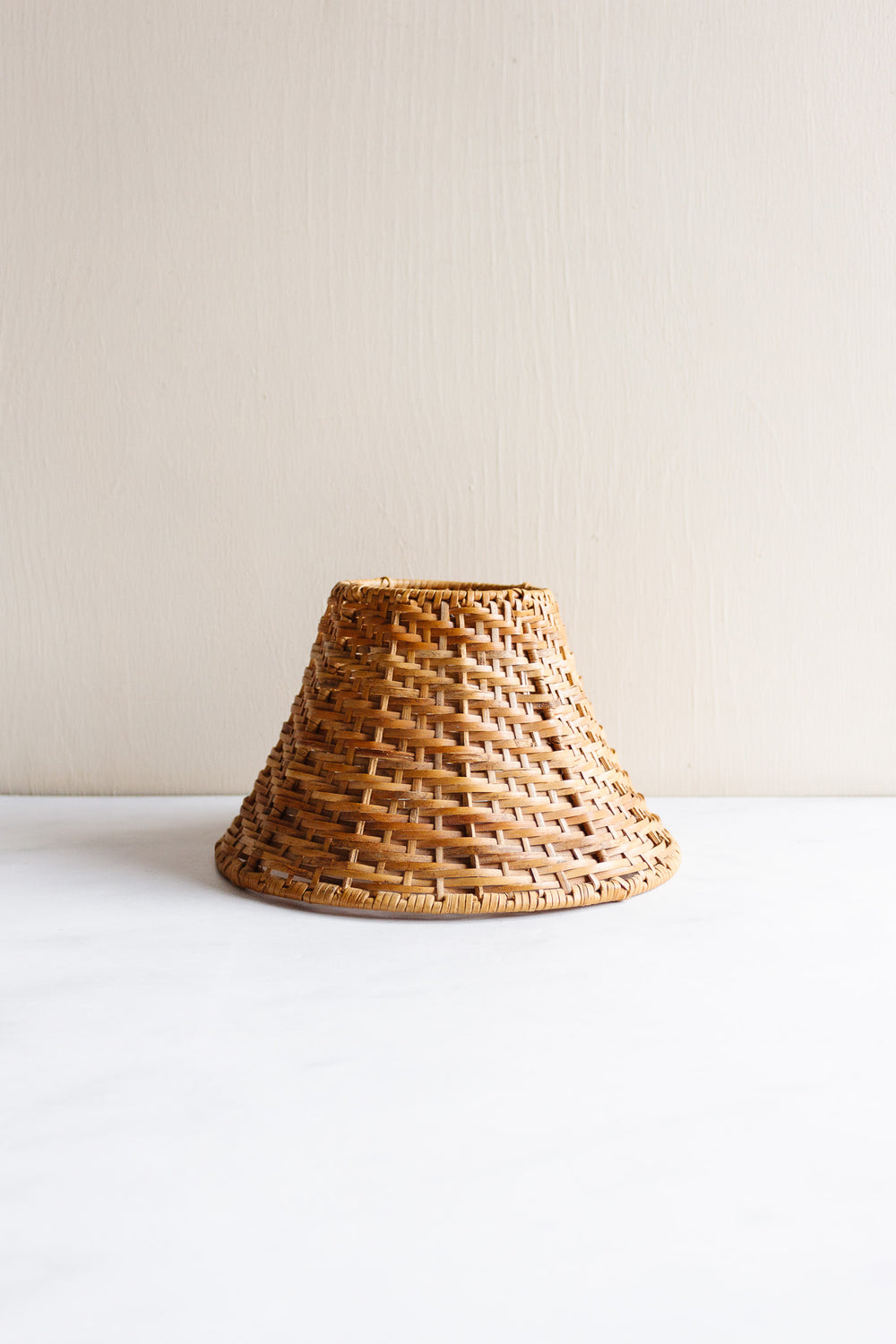 vintage french petite rattan woven lampshade