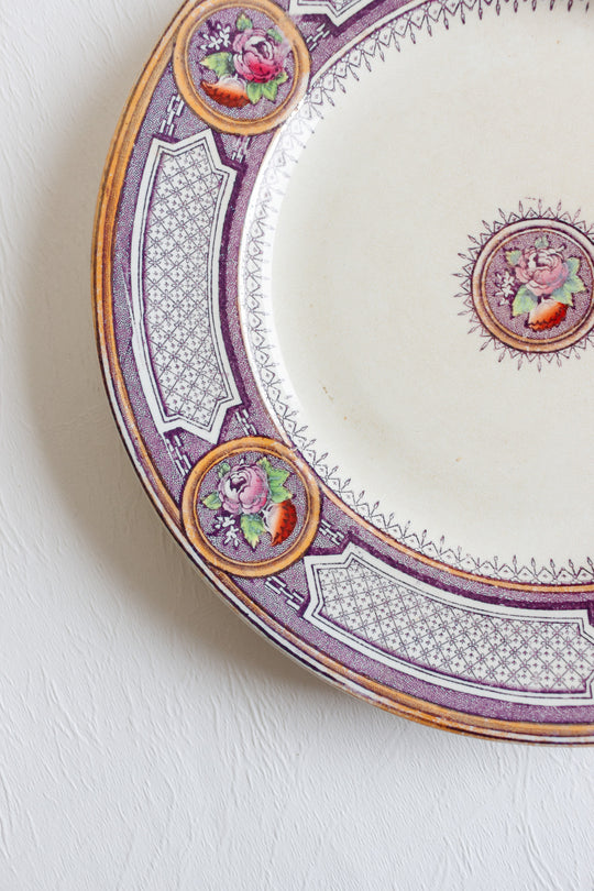 antique french set 5 of violet "terre de fer" dinner plates