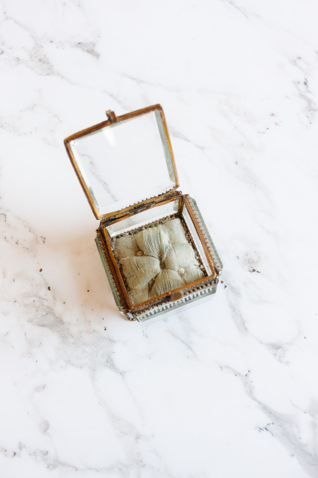 large antique french beveled glass and ormolu bijoux casket