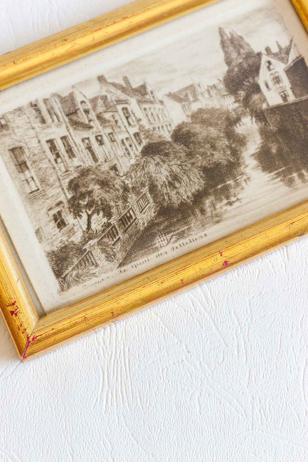 "le quai Pettetiers" antique belgian etching