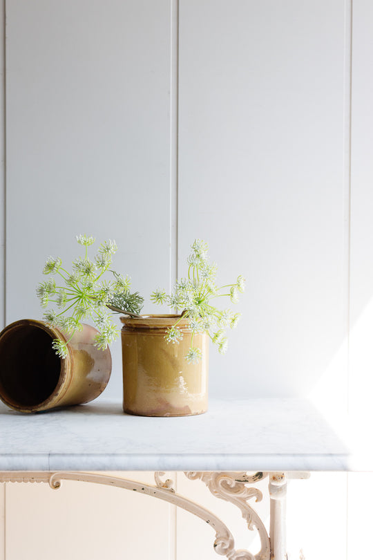 antique french glazed stoneware pot