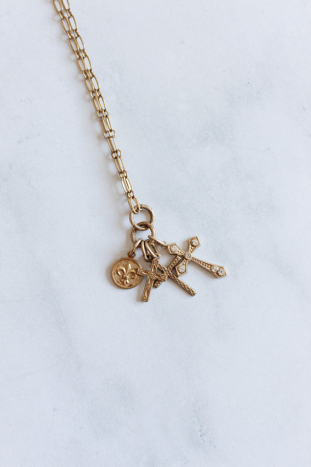 vintage french catherine popesco gold plated swarovski crystal cross pendant necklace