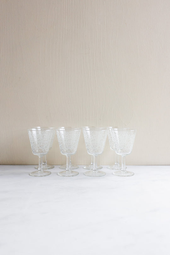 vintage french etched wine glasses, set of 8