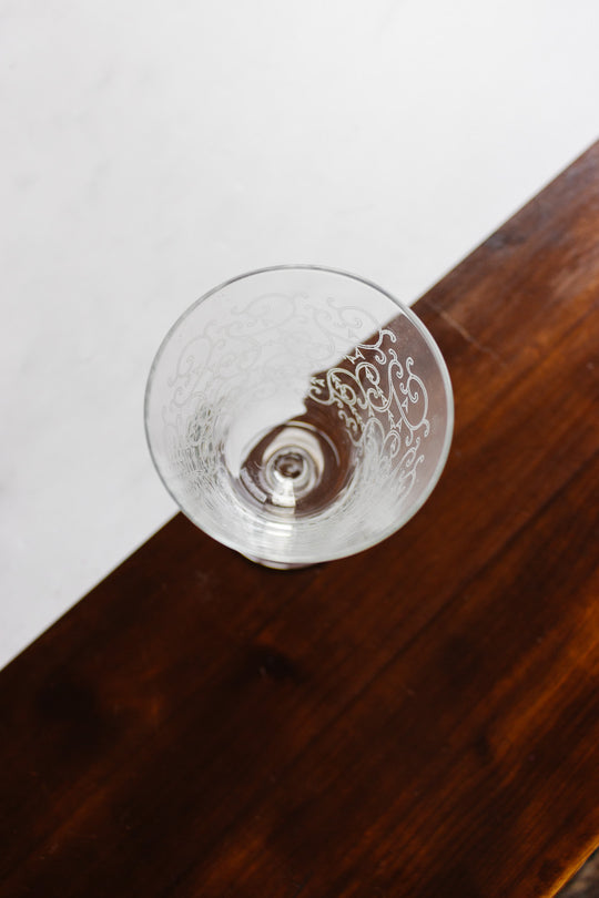 vintage french etched wine glasses, set of 8