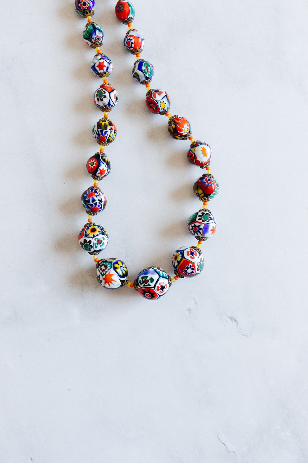 antique murano Italian millefiori glass bead necklace