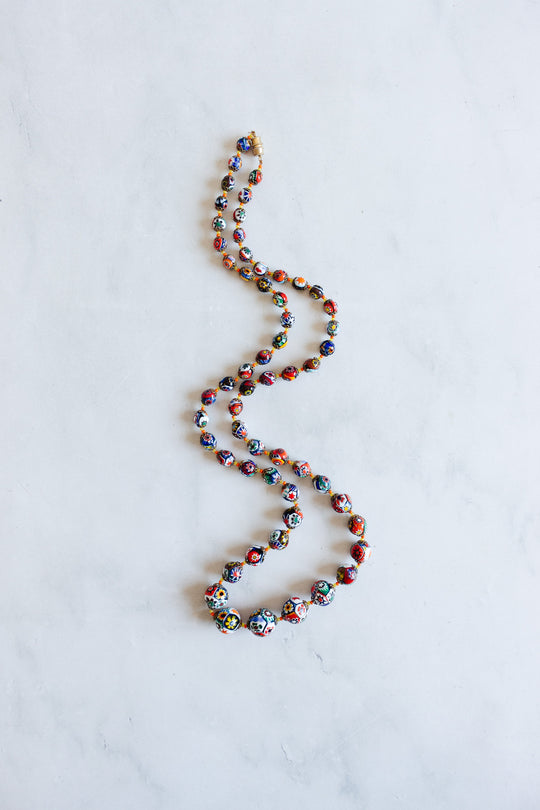 antique murano Italian millefiori glass bead necklace