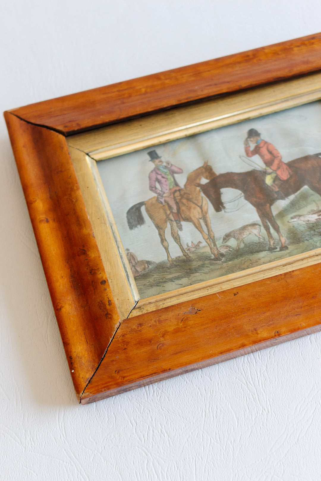 pair of antique english hunting engravings
