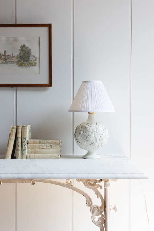 midcentury french hand crafted lamp with layered leaves