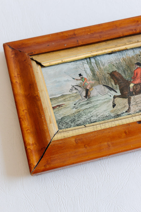 pair of antique english hunting engravings