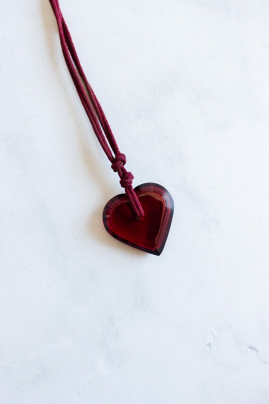 vintage french baccarat crystal red heart pendant necklace