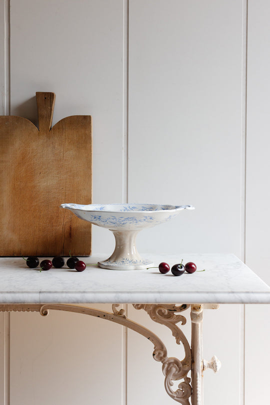 antique french u&Cie sarreguemines compotier with reticulated handles