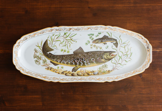 antique french compagnie nationale de porcelaine fish platter