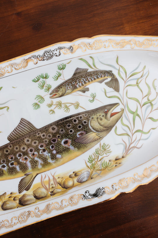 antique french compagnie nationale de porcelaine fish platter